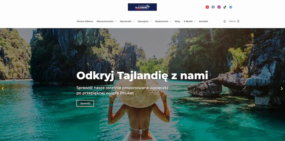 Realizacja strony dla biura podróży oferującego wycieczki po Tajlandii